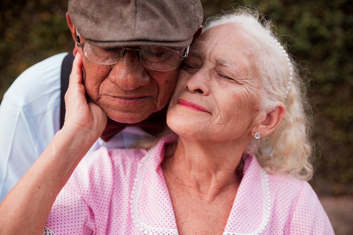 A couple in warm embrace