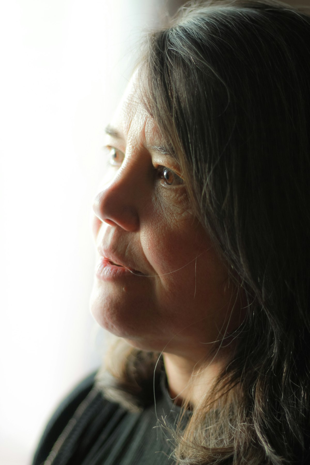 A woman in calm contemplation